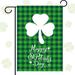 Happy St Patricks Day Garden Flag Decorations Outdoor 12 x 18 Inch Vertical Double Sided Shamrock Plaid Garden Flag Saint Patty s Day Irish Holidays Spring Decor for Yard House Home Decor