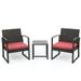Aoodor 3-Piece Patio Furniture Set - Outdoor Rattan Wicker Chairs with Table Sofa Set Including Cushions Ideal for Conversations in Garden or Poolside