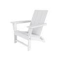 WestinTrends Ashore Adirondack Chair All Weather Resistant Poly Lumber Outdoor Patio Chairs Modern Farmhouse Foldable Porch Lawn Fire Pit Plastic Chairs Outdoor Seating White