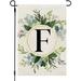 JOOCAR Garden Flags Fresh Green Branches and Leaves Letter F 12x18 Inch Reversible Garden Flags Suitable for Outdoor Garden Holiday Yard Decoration