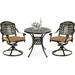 VIVIJASON 3-Piece Patio Bistro Set Outdoor All-Weather Cast Aluminum Furniture Dining Set Include 2 Swivel Chairs and 31 Round Table w/Umbrella Hole for Balcony Lawn Garden Antique Bronze