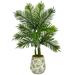 46â€� Areca Palm Artificial Tree in Floral Print Planter (Real Touch)