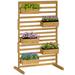 Outsunny Plant Stand with 5 Hanging Planter Boxes Slatted Trellis Natural