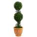 40â€� Boxwood Double Ball Topiary Artificial Tree in Terra-Cotta Planter (Indoor/Outdoor)