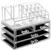 HBlife Clear Acrylic Makeup Organizer 2 Pieces Vanity Makeup Case with 4 Storage Drawers 2 Tier Bedroom Cosmetic Display Case Skincare Bathroom Counter Organizer