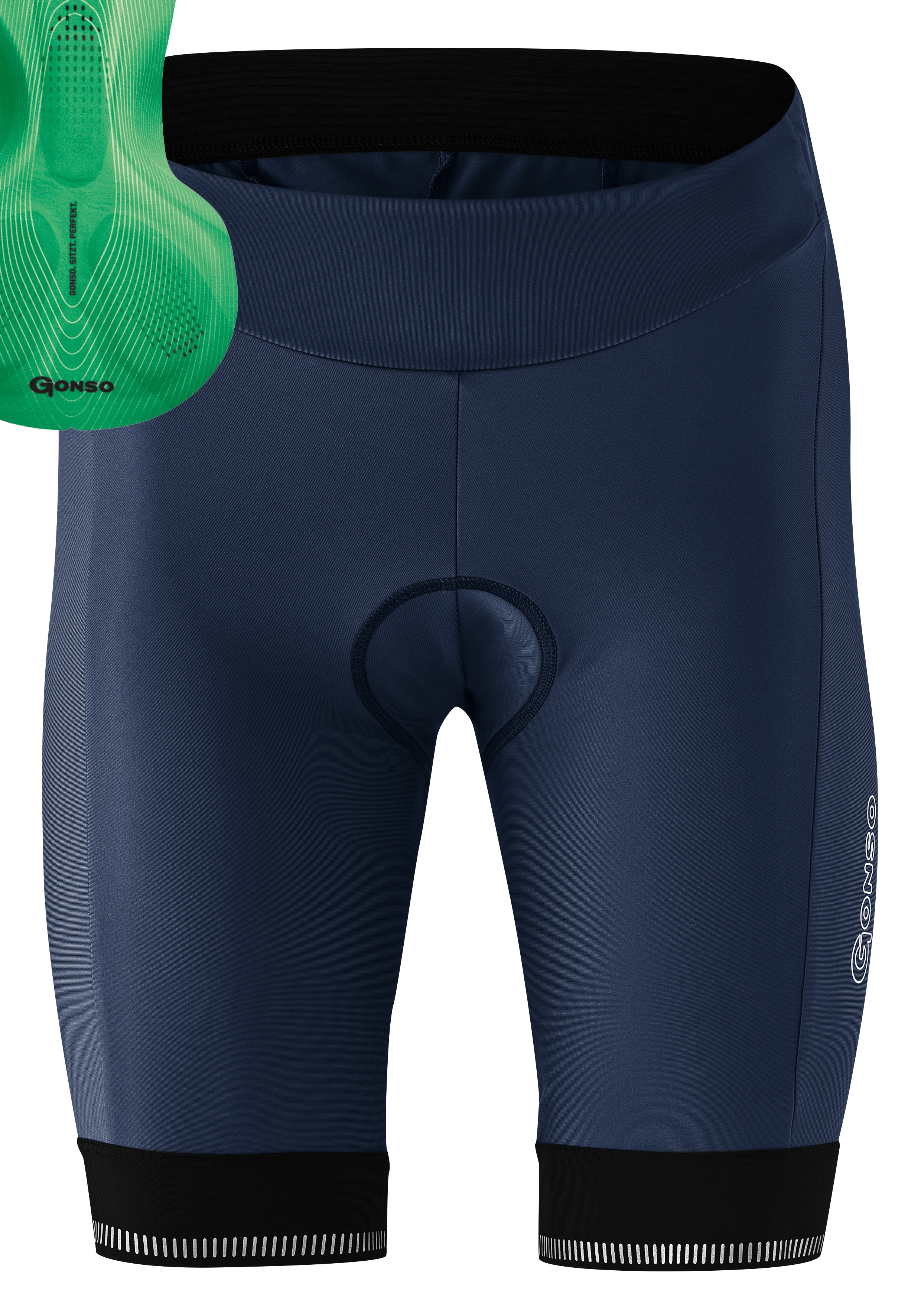 Fahrradhose GONSO "SITIVO W 0", Damen, Gr. 44, Normalgrößen, blau (grün), 65% Polyamid, 35% Elastan, Hosen, Damen Radhose mit innovativem Sitzpolsterkonzept Image