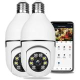 Light Bulb Camera 1080P Wi-Fi E27 Security Camera 360 Degrees Outdoor Surveillance Camera Full-Color Camera Mobile Phone Remote View and Night Vision(2 PCS)