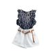 ZHAGHMIN Girls Short Sleeves Jumpsuit With Belted Tops+Shorts Kids Toddler T-Shirt Clothes Summer Set Outfit Baby Girls Pants 3Pcs Girls Outfits&Set 18 Month Girl Clothes 3 Month Outfit Girl Baby Gi