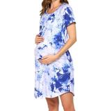 Women s Split Long Maternity Dress Short Sleeve Ruched Pregnancy Clothes