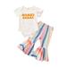 ZHAGHMIN Girls Valentines Day Outfit Size 10 Fashion Kid Two Piece Set Printed Top And Colored Bell Bottoms Girls Sportswear Outfits Kid Mama S Sugar Girls Outfits Size 7 Little Girl Outfits Cute Ne