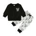 ZHAGHMIN 3-6 Month Boy Clothes Autumn Causal Baby Boys Clothes Sets 2Pcs Cartoon Cow Printed Long Sleeve Sweatshirt Tops Pants Tracksuit Little Outfits 2T Boys Easter Outfit Baby Baby Ties