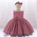 Baby Girls Dress Formal Bowknot Tutu Backless Puffy Tulle Gowns Princess Wedding Sequins Birthday Party Gown Long Dresses Headband Suit