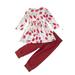 ZHAGHMIN Girls Clothing Sets Baby Girls Floral Strawberry Print Autumn Long Sleeve Pants Tops Pullover Set Clothes Teen Fashion Outfits Girls Outfits Size 4 Checke Crop Top Kids Kids Leggings Girls