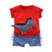 ZHAGHMIN Wild Pant Tops Letter Baby Outfits Shirt T Shorts Set Cartoon Print Dinosaur Boys Toddler Boys Outfits&Set Toddler Boy Summer Clothes 7T Boys Clothes Track Suit Kids Girls Baby Boy Outfits