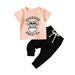 ZHAGHMIN Girls Size 8 Clothes Toddler Girls Easter Short Sleeve Cartoon Rabbit Printed T Shirt Pullover Tops Pants Kids Outfits Crop Top Pants For Teen Girls Outfits 6 Month Baby Girl Outfit Girl Cl
