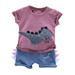 ZHAGHMIN 12-18 Month Boy Clothes Fall/Winter Tops Letter Baby Outfits Shirt T Shorts Set Cartoon Print Dinosaur Boys Toddler Boys Outfits&Set Toddler Boy Summer Clothes 7T Boys Clothes Track Suit Ki