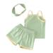 ZHAGHMIN Outfits For Girls Size 7-8 Baby Girls Boys Sleeveless Strap Vest T Shirt Tops Shorts Headband 3Pcs Outfits Clothes Set Checke Crop Top Kids Outfits For School Teen Girls Teen Girl Summer Ou