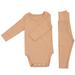 ZHAGHMIN Baby Boy Outfits 3Pcs Baby Girls Boys Autumn Solid Cotton Long Sleeve Long Pants Romper Bodysuit Set Outfits Clothes Toddler Dress Shirt And Pants Outfits For Toddlers Boys 3 Month Boys Clo