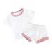 ZHAGHMIN Girls Short Sets Toddlers Kids Girls Boys Fashional Ribbed Soild Short Sleeve Top Short Pants 2Pcs Pajamas Sleepwear Outfits Set Baby Girl Set Clothes Cute Sweat Pants For Teen Girls A Star