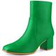 Allegra K Women's Square Toe Side Zip Block Heel Ankle Boots Grass Green 4 UK/Label Size 6 US