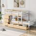 Twin over Twin Wood Loft Bunk Bed with 6 Drawers and Ladder, Natural