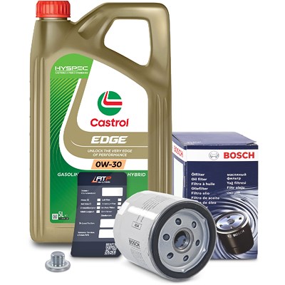 Bosch Ölfilter+Schraube+5 L Castrol 0W-30 [Hersteller-Nr. 10490785] für Saab, Opel