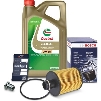 Bosch Ölfilter+Schraube+5 L Castrol 0W-30 [Hersteller-Nr. 10490818] für Opel