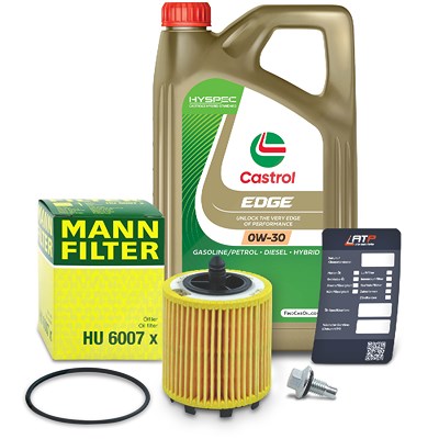 Mann-filter Ölfilter+Schraube+5 L Castrol 0W-30 [Hersteller-Nr. 10491623] für Opel