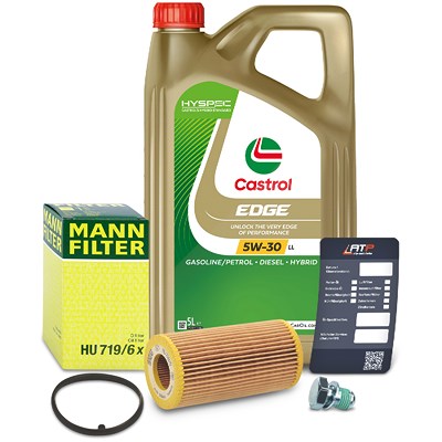 Mann-filter Ölfilter+Schraube+5 L Castrol 5W-30 LL [Hersteller-Nr. 10492044] für Seat, Skoda, VW, Audi