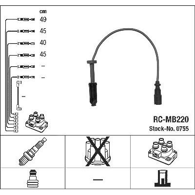 Ngk Zündleitungssatz [Hersteller-Nr. 0755] für Mercedes-Benz Image