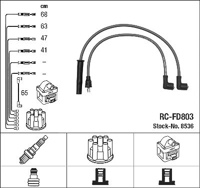 Ngk Zündleitungssatz [Hersteller-Nr. 8536] für Ford Image