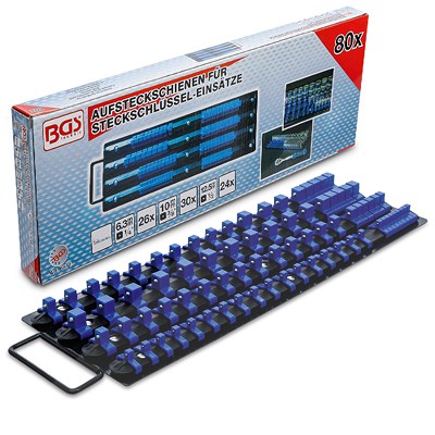 Bgs Aufsteckschienen-Set für Steckschlüssel-Einsätze - mit 80 Clips [Hersteller-Nr. 6871] Image