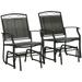 Outsunny Outdoor Glider Chairs PE Rattan Patio Porch Rockers Gray