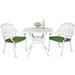 VIVIJASON 3-Piece Patio Bistro Sets All-Weather Cast Aluminum Bistro Table Set Outdoor Patio Furniture Include 2 Cushioned Chairs and 35.2 Round Table 2 Umbrella Hole White