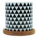 BESTONZON Stylish Ceramic Vase Creative Geometry Shaped Design Desktop Flower Vase Simple Flower Pot for Home Office Decoration with Bamboo Tray