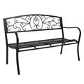 Mairbeon 51 Patio Park Garden Outdoor Bench Patio Porch Chair Deck Iron Frame Black