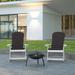 Emma + Oliver Set of 2 All-Weather Poly Resin Adirondack Rocking Chairs in White with Gray Cushions