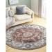 Rugs.com Eco Traditional Collection Rug â€“ 7 Ft Round Dusty Rose Medium Rug Perfect For Kitchens Dining Rooms