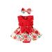 Infant Baby Girls Patchwork Jumpsuit Flower Print Lace Sleeveless Round Neck Front Bowknot Romper + Headband