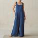 Aayomet Dressy Jumpsuits For Women Women V Neck Backless Jumpsuit Sleeveless Clubwear Pocket Playsuit Romper Blue L