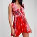 Free People Dresses | Free People Red Floral V Neck Tie Side Mini Dress | Color: Red | Size: M