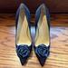 Kate Spade Shoes | Kate Spade New York Black Satin Rosette Pump - Size 7.5 | Color: Black | Size: 7.5