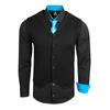 Langarmhemd RUSTY NEAL, Herren, Gr. M, EURO-Größen, schwarz (schwarz, türkis), 60% Baumwolle, 37% Polyester, 3% Elasthan, mehrfarbig, casual, ohne Ausschnitt, Langarm, Hemden, bestehend aus Hemd, Weste und Krawatte