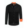 Langarmhemd RUSTY NEAL, Herren, Gr. S, EURO-Größen, orange (schwarz, orange), 60% Baumwolle, 37% Polyester, 3% Elasthan, mehrfarbig, casual, ohne Ausschnitt, Langarm, Hemden, bestehend aus Hemd, Weste und Krawatte