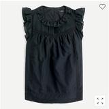 J. Crew Tops | J. Crew Flutter-Sleeve Top In Cotton-Silk Voile | Color: Black | Size: M