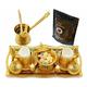 HeraCraft Premium Gold Filigree Patterned Turkish Coffee Espresso Making Serving Gift Fully Set - with 6 oz Pot Coffee Maker Cups Saucers Tray Sugar Bowl Spoons 10 pcs - Best Xmas Gift Set