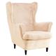 Qelus Wingback Chair Covers 2 Piece Set, Velvet Wing Chair Slipcover Stretch Armchair Cover, Removable Elastic Furniture Protector for Wingback Chairs Living Room Bedroom Hotel, Beige