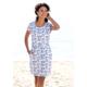 Jerseykleid BEACHTIME Gr. 36, N-Gr, blau (blau, creme, bedruckt) Damen Kleider Strandkleider mit Blumenmuster und Taschen, Sommerkleid aus Baumwoll-Mix Bestseller