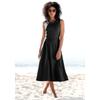 Midikleid BEACHTIME, Damen, Gr. 34, N-Gr, schwarz, Jersey, Obermaterial: 70% Viskose, 25% Polyester, 5% Elasthan, unifarben, modisch, figurumspielend ca. Mitte Wade, Rundhals, ohne Ärmel, Kleider, elegantes Jerseykleid, Basic, A-Linien-Kleid, Topseller