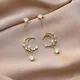 Boucles d'oreilles Vintage strass battement de cœur cristal lune planète perle Zircon fête